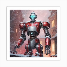 Robot In The Snow Art Print