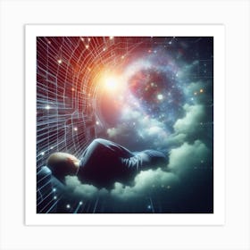 Dreaming Man In Space Art Print