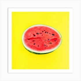 Watermelon On Yellow Background Art Print