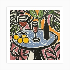 Wine With Friends Matisse Style 10 Art Print