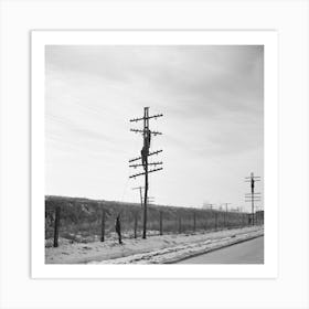 Telephone Linesmen Raising Wires To Keep Them Above The Flood Level Art Print