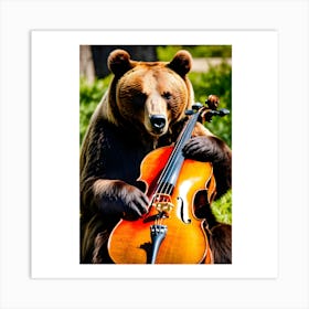 Bear Playing Cello Art Print