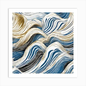 Waves Of Blue And Gold Art Print