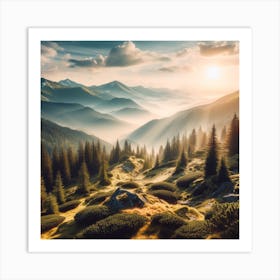 Sunrise In The Mountains Art Print