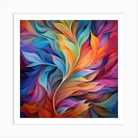 Abstract Colorful Leaves Art Print