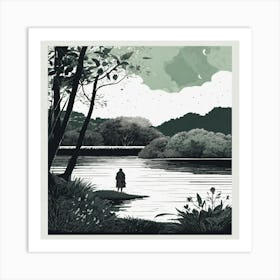 Man By The River Art Print