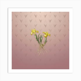Vintage Sand Iris Botanical on Dusty Pink Pattern n.0095 Art Print