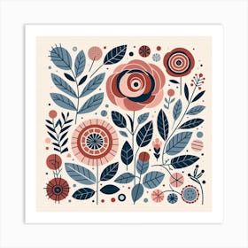 Scandinavian style, Roses 1 Art Print