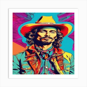 Default Psychedelic Cowboy Marijuana Pop Art For Band Poster I 0 Art Print