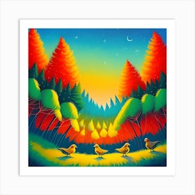 Birds In The Forest Art Print