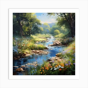 Lyrical Riverside Reverie: A Monetian Tapestry Art Print