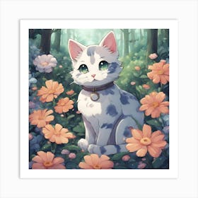 Cat In The Forest Art Print