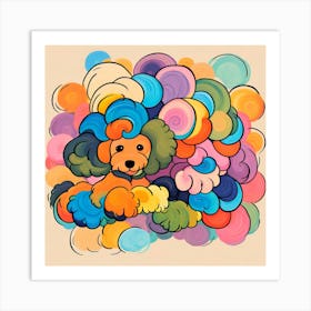 Poodle With Colorful Hair Art Print