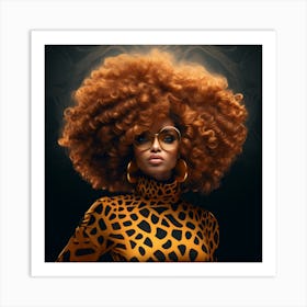 Afro Girl In Leopard Print Art Print