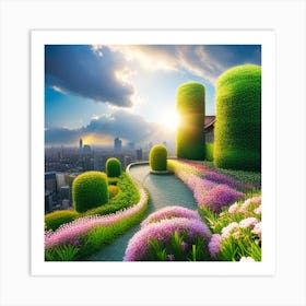 Landscape Garden With Flowers Art Print