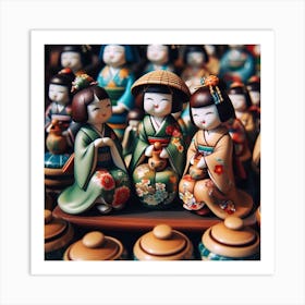 Japanese ceramic dolls 3 Art Print