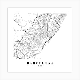 Barcelona Spain Street Map Minimal Square Art Print