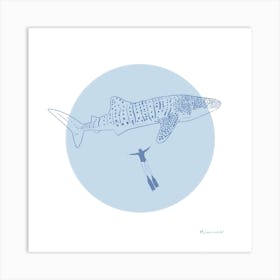 Dreaming with whale sharks Art Print