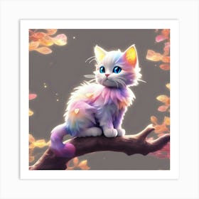 Cat On A Branch 3 Art Print