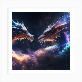Two Dragons In Space 1 Art Print