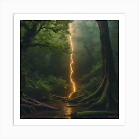 Lightning In The Forest Art Print