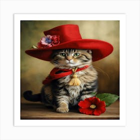 Cat In Red Hat 1 Art Print