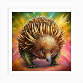 Echidna With Colorful Spines Digital Illustration Art Print