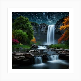 Waterfall Under The Stars Art Print
