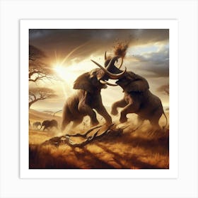 Elephants Fighting 4 Art Print