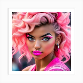 Pink Haired Girl zd Art Print