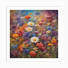 Chamomiles and Cornflowers meadow 1 Art Print