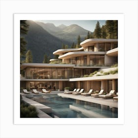 Modern House In The Mountains 2 Art Print