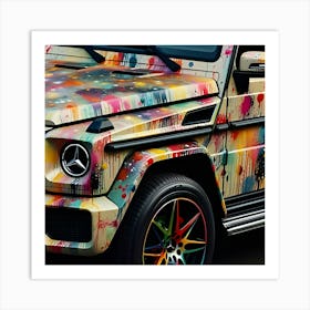 Colorful Splashes Of Paint, On A Mercedes Benz G Wagon Geometric, Abstract Art 1 Art Print