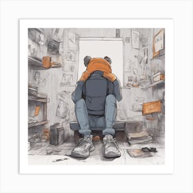 Bear In A Room Art Print