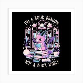 Book Dragon - Cute Dark Dragon Books Color Gift 1 Art Print
