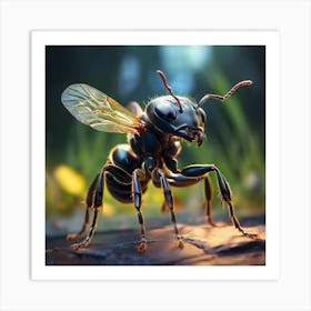 Tiny Ant On Back Legs Looking At Camera Studio Art Print