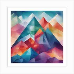 Colourful Abstract Mountains Painting Art Print