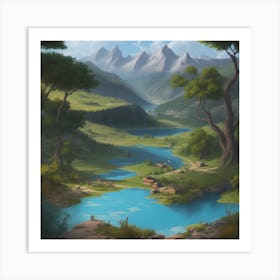 Village In The Mountains 1 Art Print