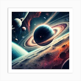 Saturn In Space Art Print