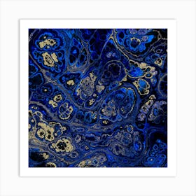 Blue And Gold Abstract Painting 4 Art Print