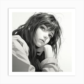 Girl With Long Hair Art Print