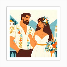 Wedding Illustration - Lover Couple Art Print