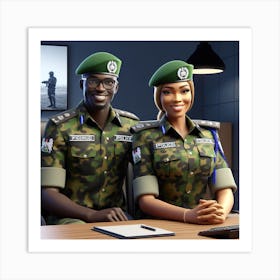 Nigerian Army Couple Art Print