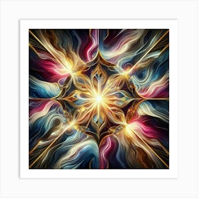 Mysterious marble light radiating fractal vortex: multicolored marble 4 Art Print