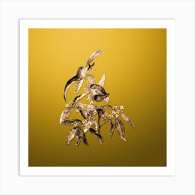 Gold Botanical Russian Olive on Mango Yellow n.0527 Art Print