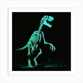 Dinosaur Skeleton Bones Glow Dark Prehistoric Fossil Paleontology Radiant Luminescent Haun (6) Art Print