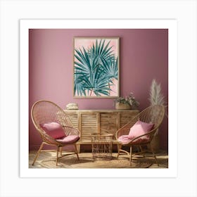 Summer Palm Leaves In Pink Wall Art Illustration P 1jdlma8kq5mqhpft Rnasw T27rhu79sac9p Cj4cz8w Art Print