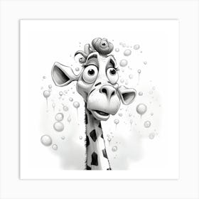 Giraffe With Bubbles Art Print