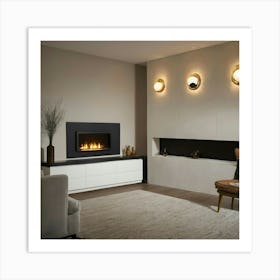 Modern Living Room With Fireplace 13 Art Print