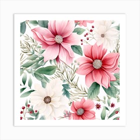 Watercolor Floral Pattern Art Print